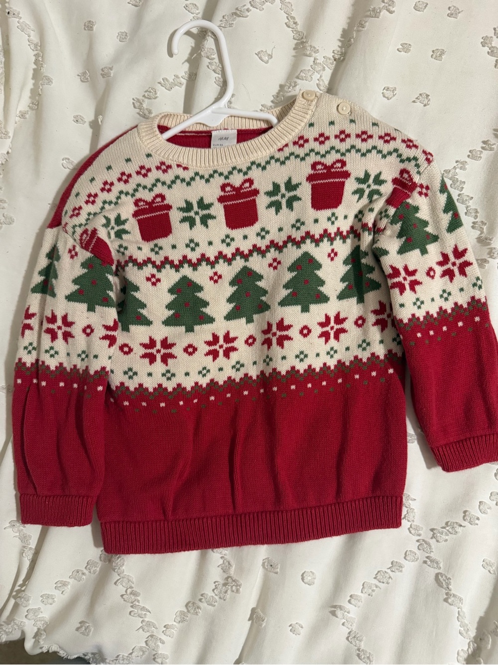 H&M Red, Cream & Green Holiday Fair Isle Kids Sweater